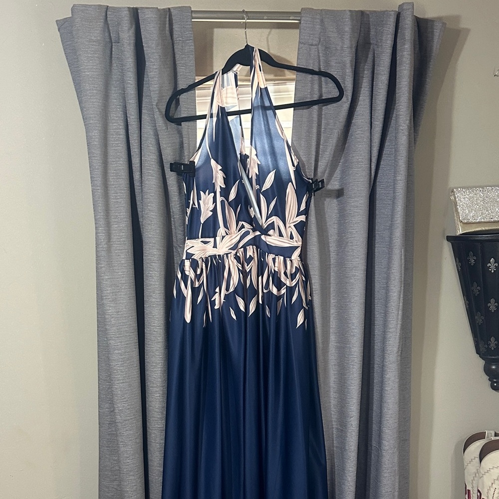 Elegant Navy Blue one shoulder dress
